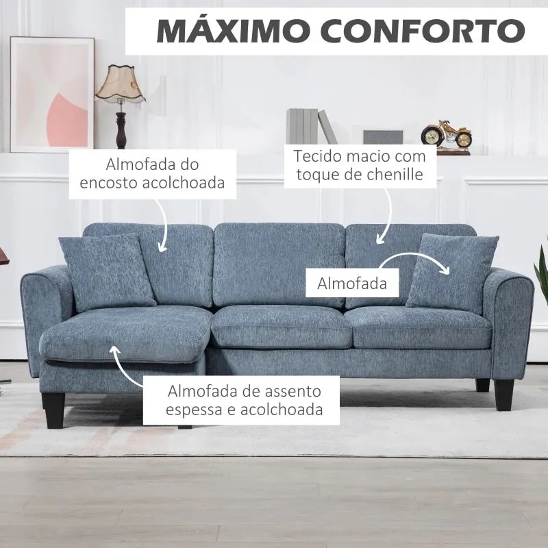 Sofá Chaise Longue Sofá de Canto Sofa Sala de Estar Reversível em Form