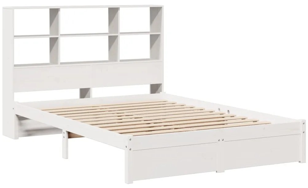 Cama com estante sem colchão 140x200 cm pinho maciço branco
