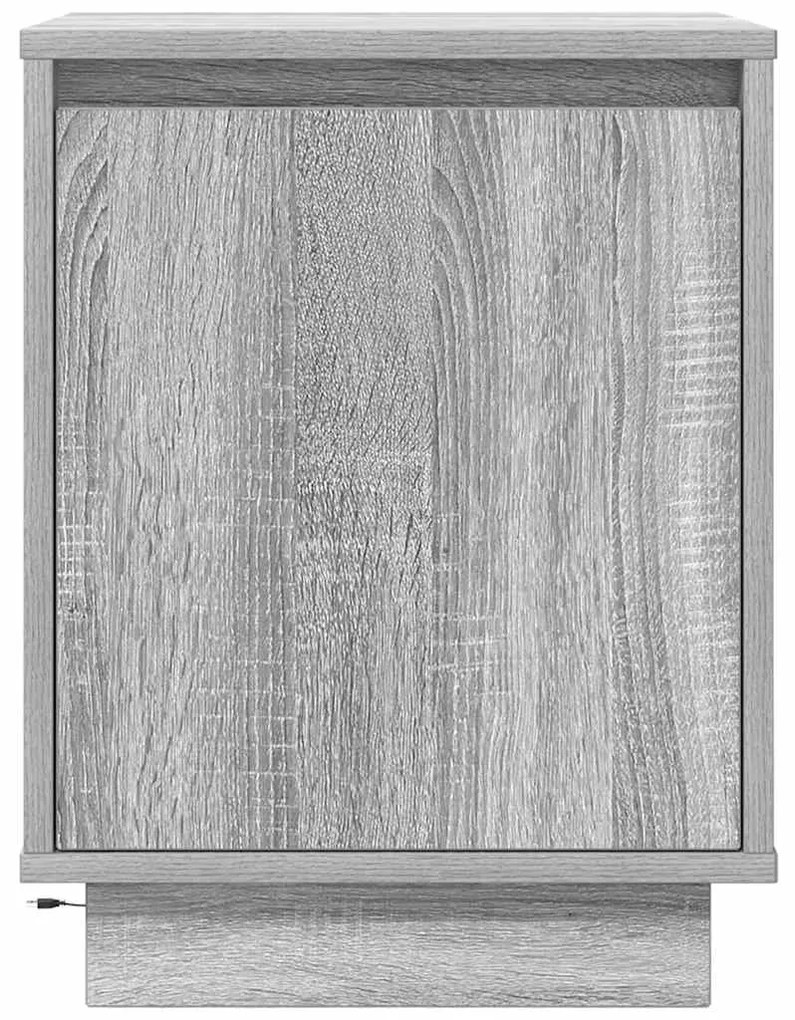 Mesa de cabeceira com luzes LED 38x34x50 cm cinzento-sonoma