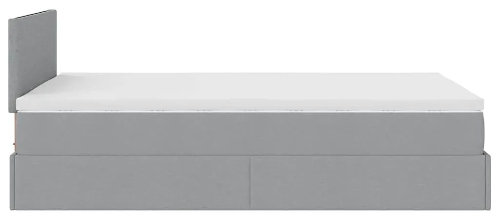 Cama otomana com colchão 120x190 cm tecido cinzento claro