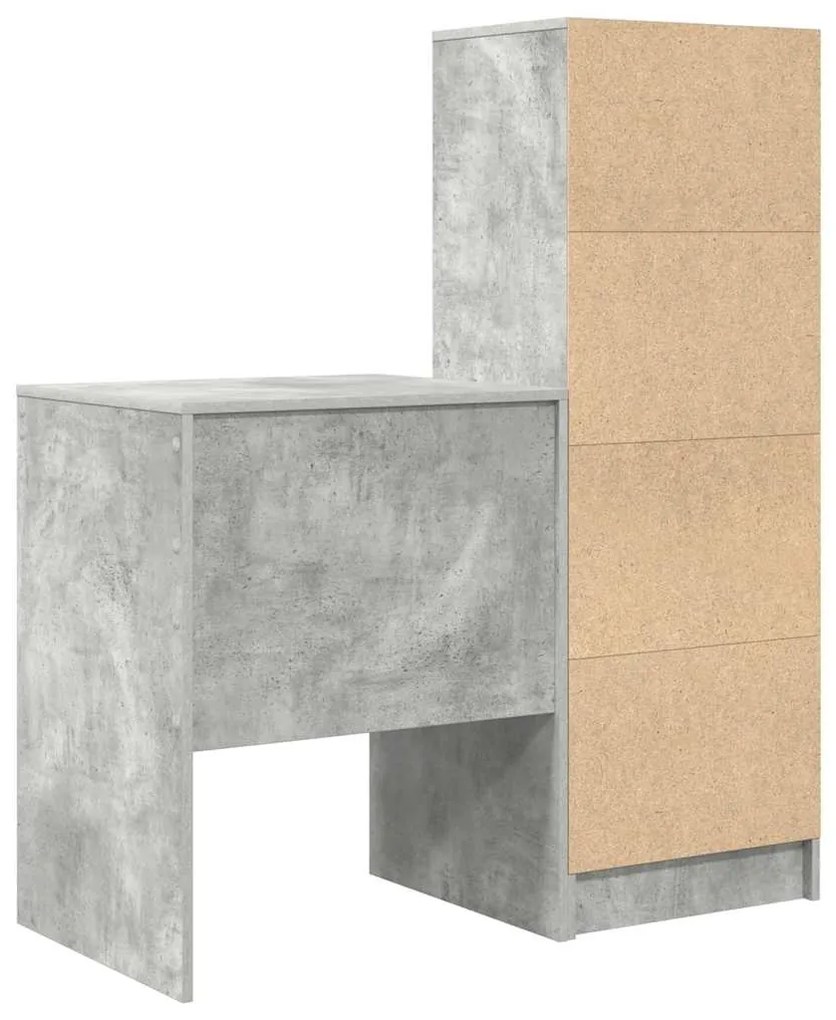 Mesa com Armazenamento Cinza Concreto Madeira Engenheirada