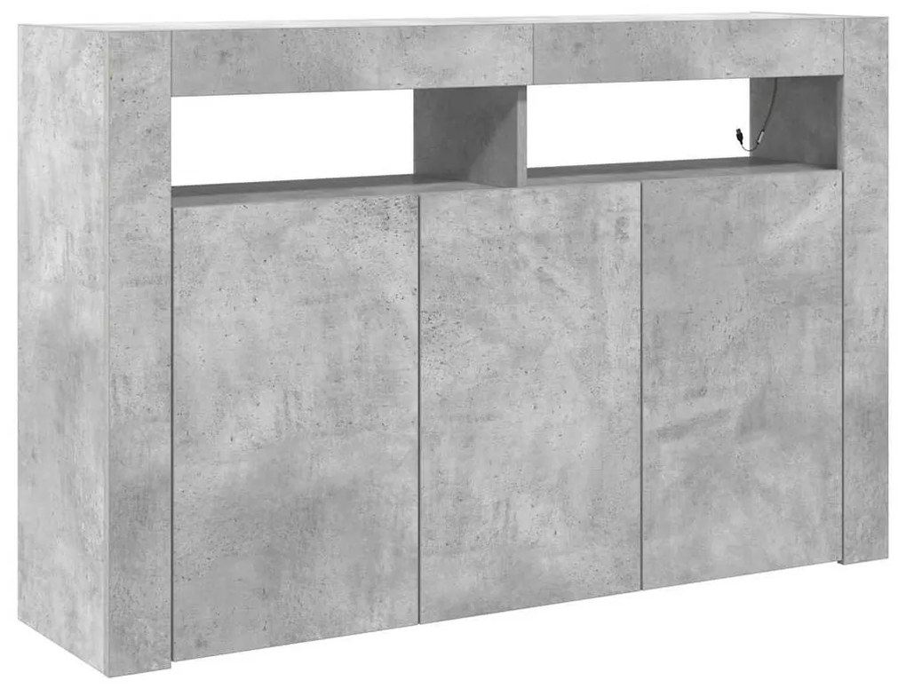 Buffet Cinza Concreto Madeira Engenheirada 116 x 30 x 75 cm
