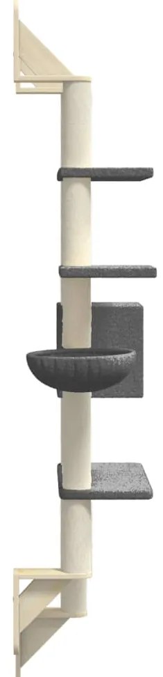 Árvore parede p/ gatos c/ poste arranhador 180 cm cinza-escuro