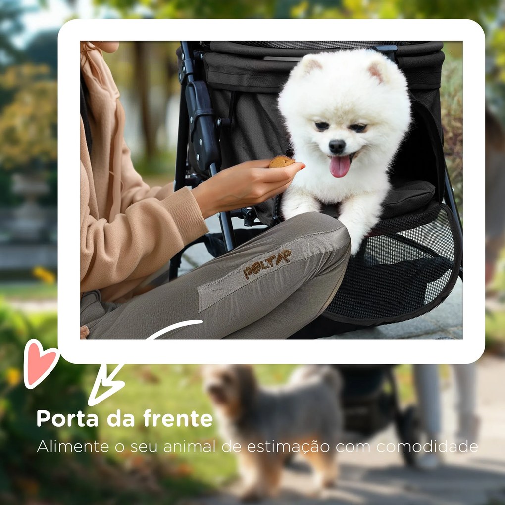 PawHut Carrinho para Cães Dobrável Carrinho para Cães Pequenos com Rod