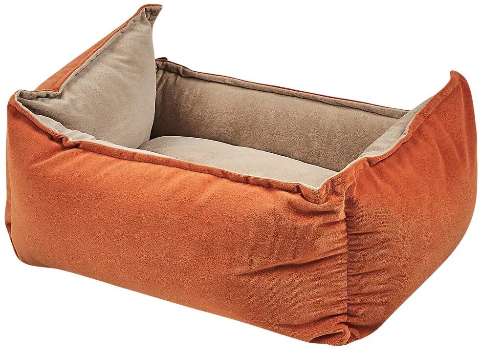 Cama de animal em veludo laranja e creme 50 x 35 cm IZMIR Beliani