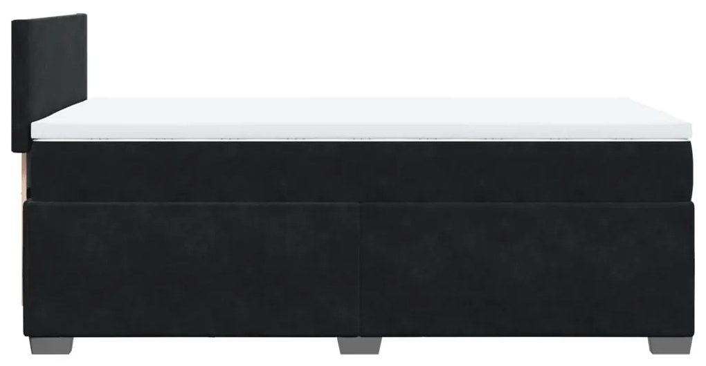 Cama com Molas/Colchão e Luzes Led - 90x190 cm - Veludo Preto