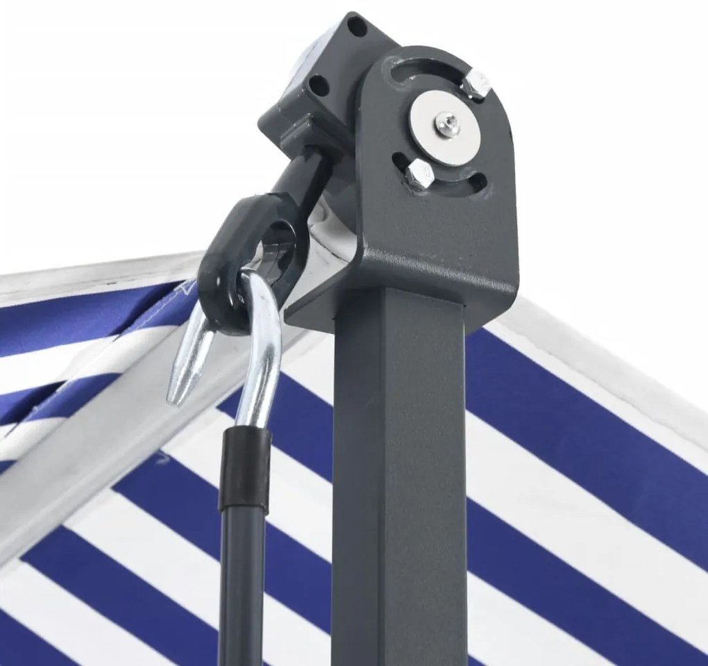 Toldo de pé 500x300 cm tecido e aço azul e branco