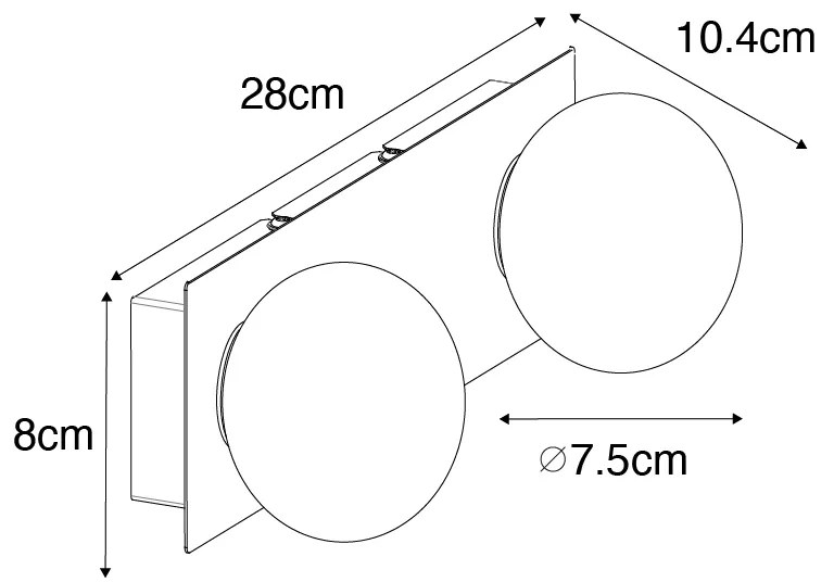 Candeeiro de parede dourado 28 cm IP44 2-luzes com interruptor - Cederic Moderno