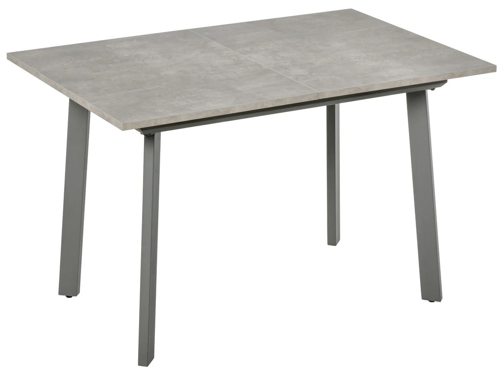 Mesa de Sala de Jantar Retangular Mesa de Cozinha Extensível para 4-6 Pessoas com Pés de Metal e Almofadas Ajustáveis 160x80x76cm Cinza