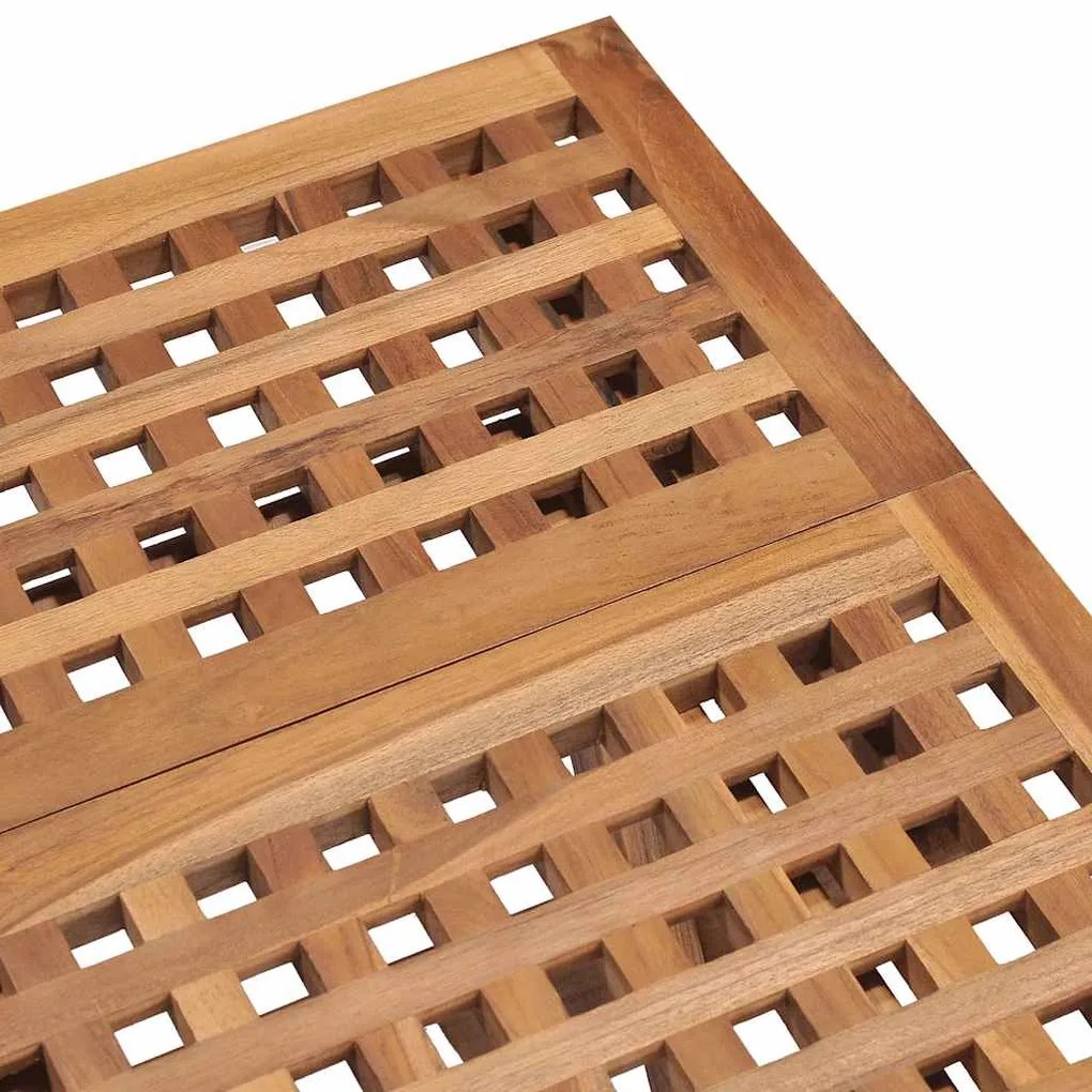 3 pcs conj. jantar dobrável exterior c/ almofadão teca maciça