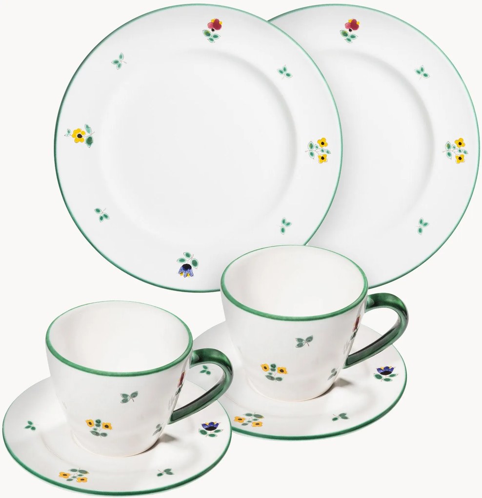 Conjunto de pequeno-almoço artesanal Streublumen, 2 pessoas, conjunto de 6