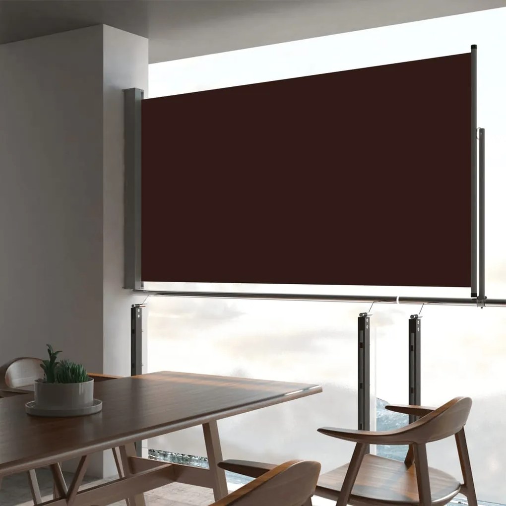vidaXL Toldo lateral retrátil para pátio 160x300 cm castanho