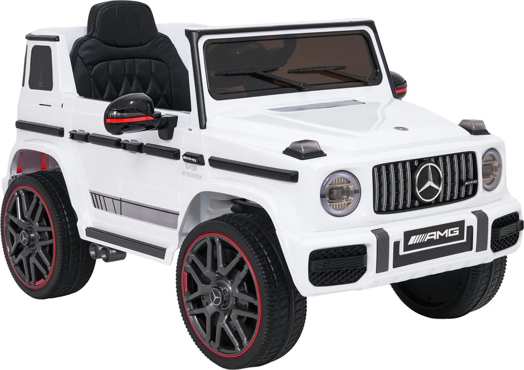 Carro elétrico para Crianças 2 a 5 anos 12V Mercedes G63 AMG LIFT Rodas de espuma EVA, assento Couro ecológico Branco