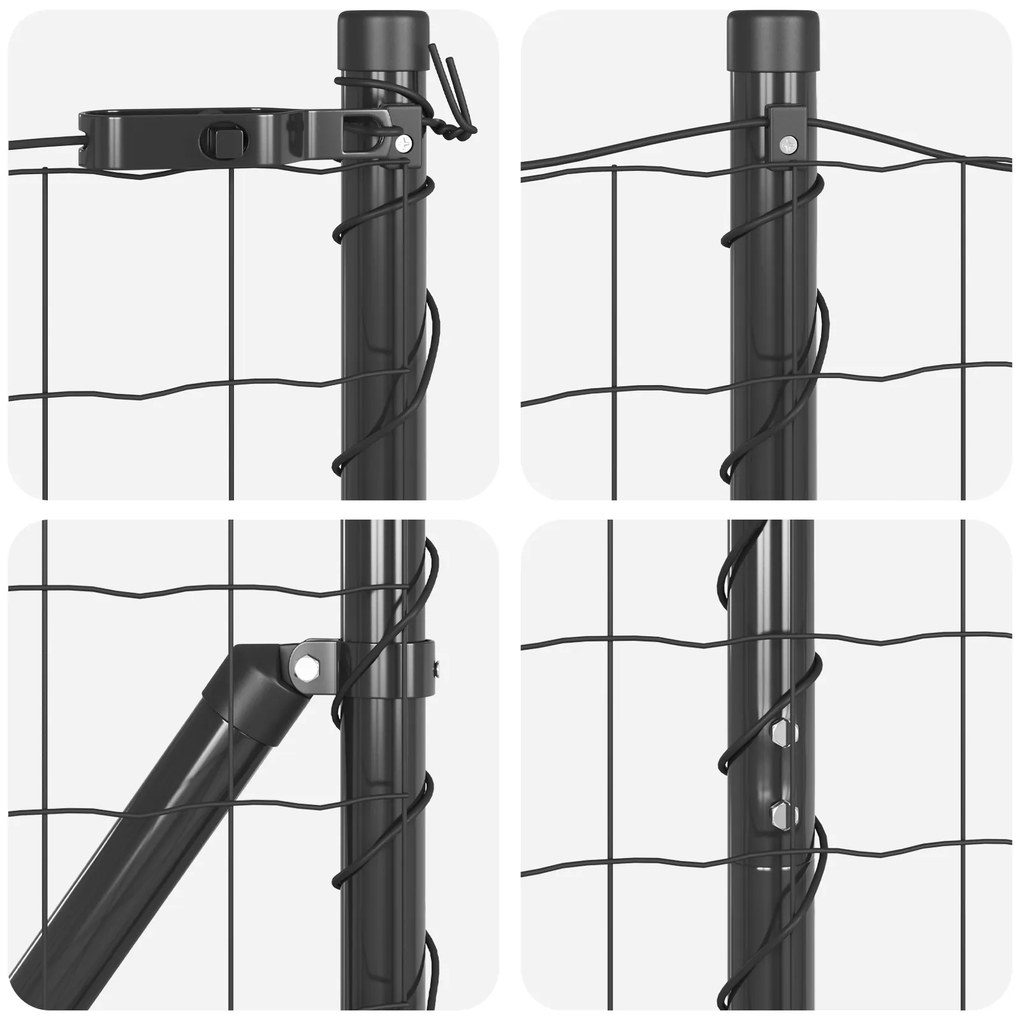 Cerca Euro com 7 Postes Flangeados 1,5x10 m Aço Galvanizado