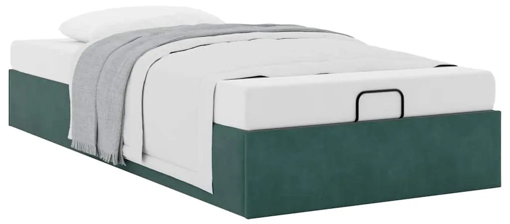 Ottoman Bed Frame Sem Colchão Verde Escuro 90x200 cm Veludo