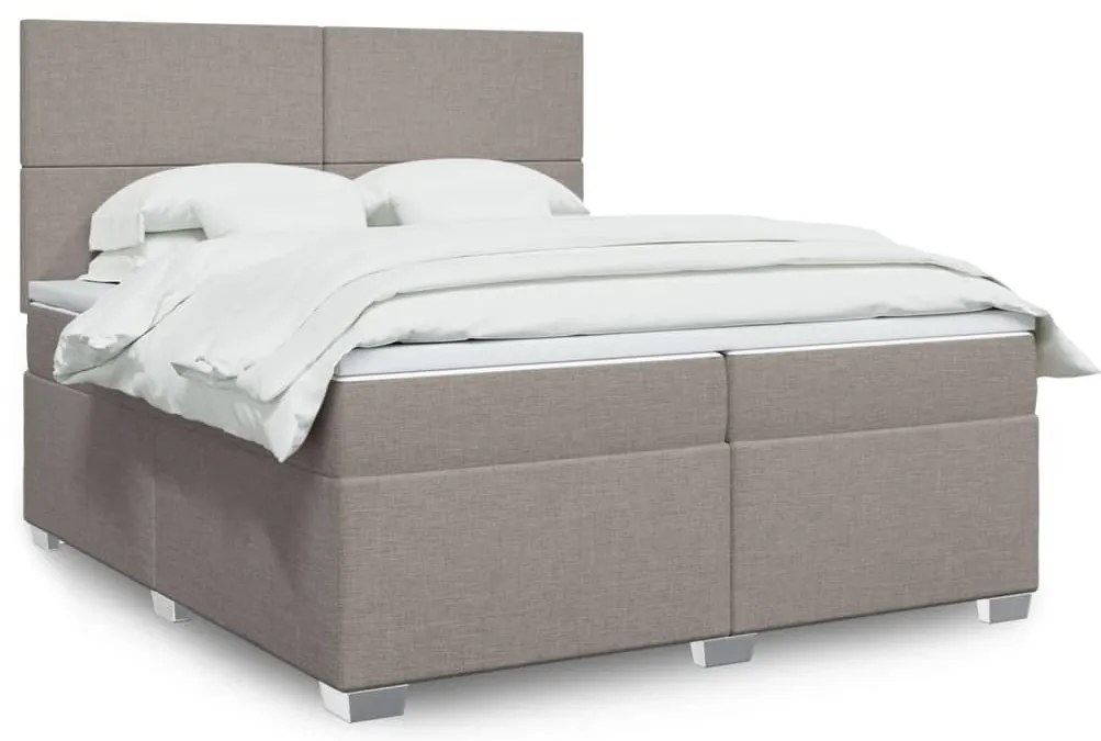 vidaXL Cama com molas/colchão 200x200 cm tecido castanho-acinzentado