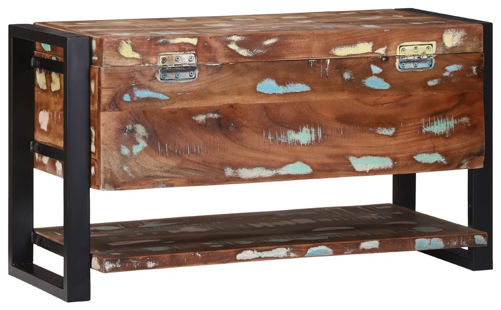 Caixa de Armazenamento Multicolorida 80x35x45 cm em Madeira Recuperada