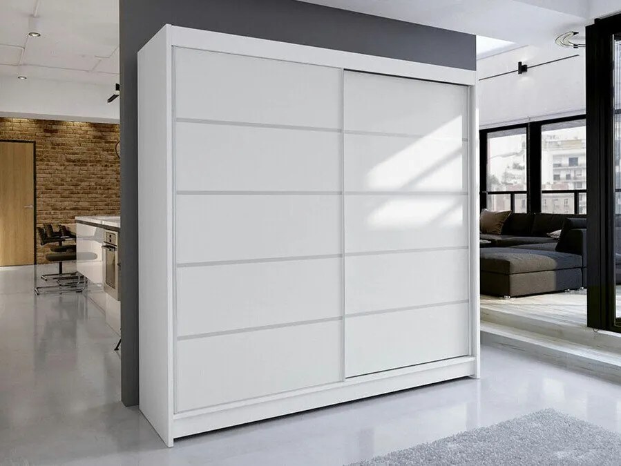 Roupeiro Closico 153, Branco, 215x180x58cm, 138 kg, Portas para roupeiro: Deslizante, Número de prateleiras: 5, Número de prateleiras: 5