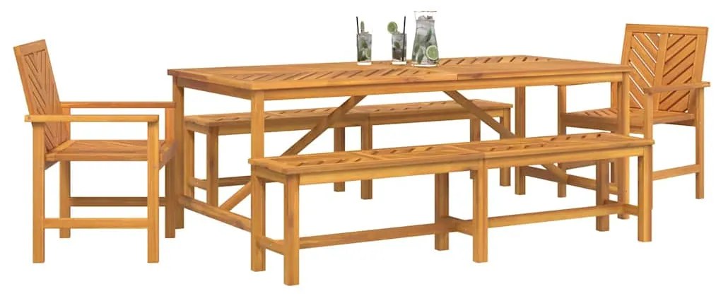 Conjunto de Jantar de Jardim com 5 Peças de Madeira Sólida de Acácia