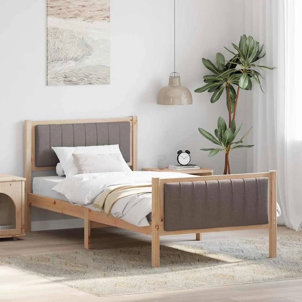 vidaXL Estrutura da cama com cabeceira Marrom e taupe 90 x 200 cm