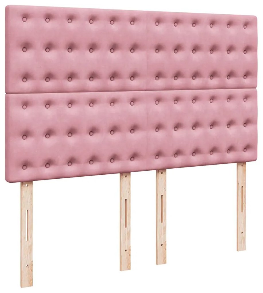 Estrutura de cama otomana com colchões 140x200 cm veludo rosa