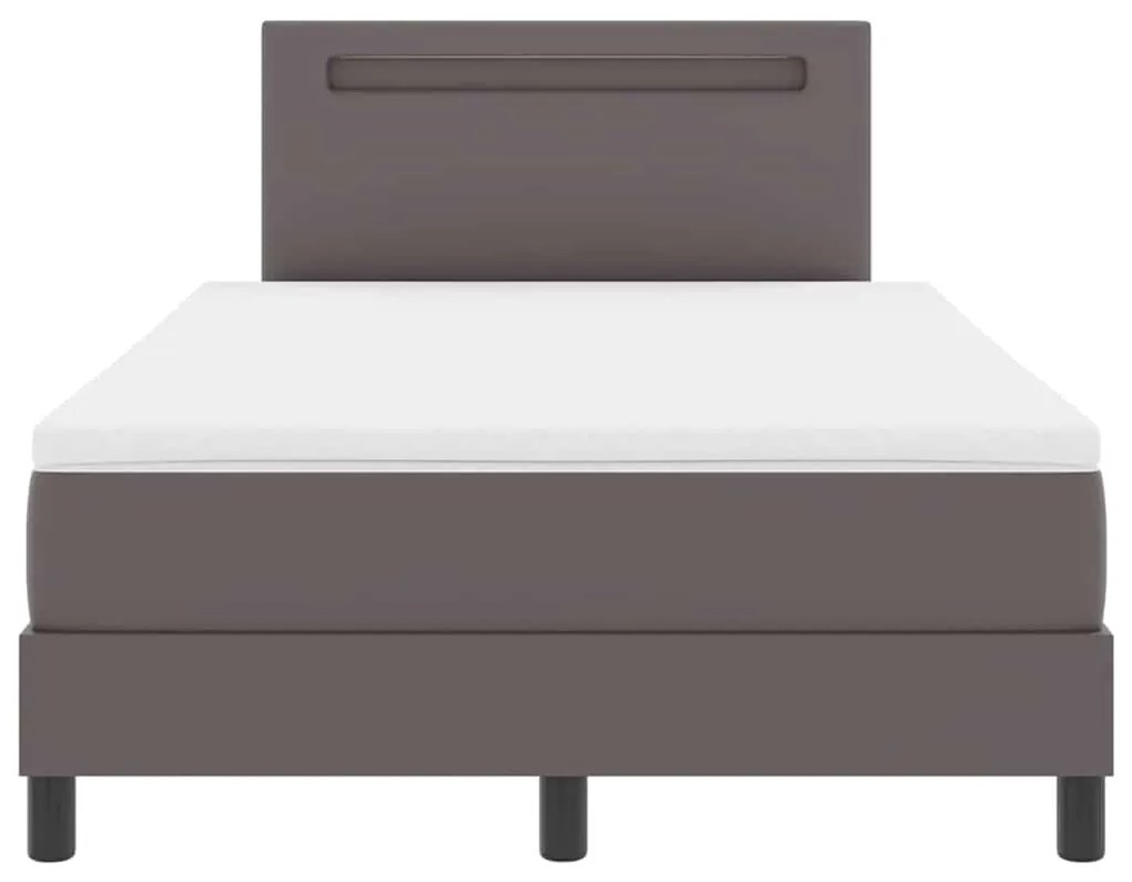 Cama Box com Colchão – Grey, cama de casal pequena em couro sintético.