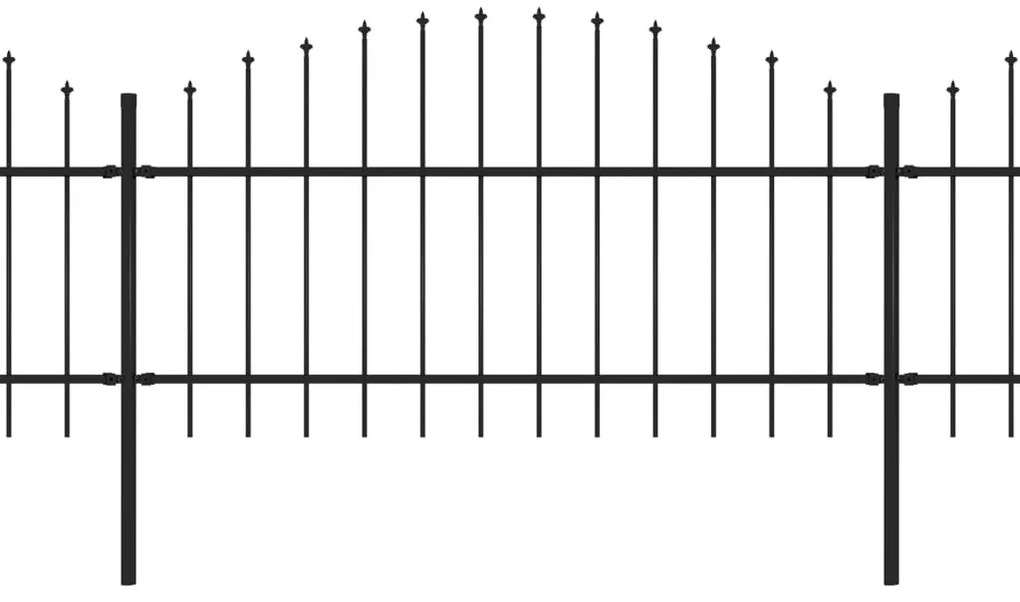 Cerca de jardim com topo em lanças (1-1,25)x11,9 m aço preto