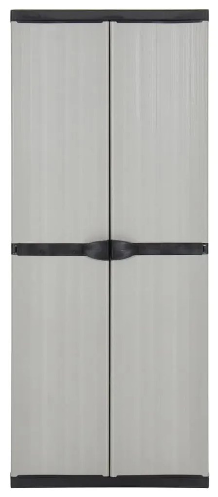 Armário arrumação jardim 3 prateleiras 68x40x168cm cinza/preto