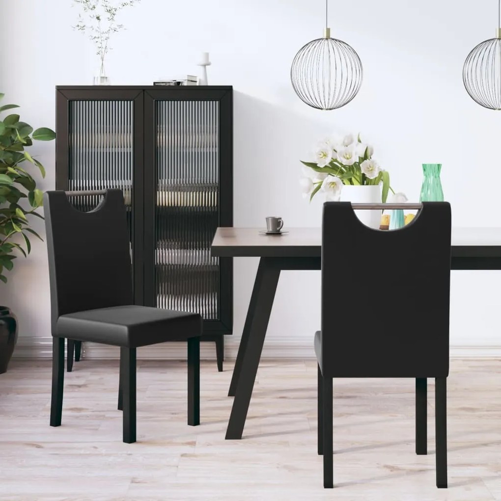 vidaXL Cadeiras de jantar 2 pcs couro artificial preto