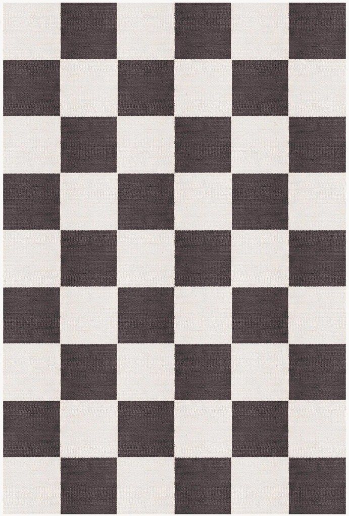 Tapete de pelo curto em lã tecido à mão Chess Flatweave