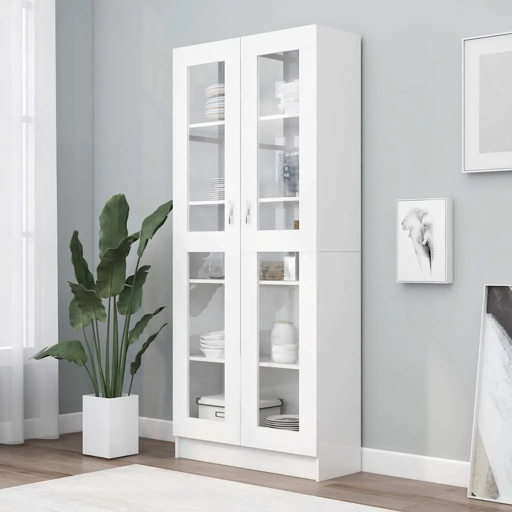 Armário vitrine 82,5x30,5x185,5cm derivados de madeira branco