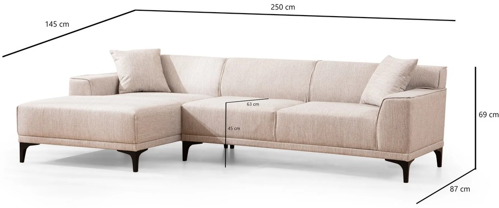 Sofá de Canto Petra – Branco – 145 x 250 cm