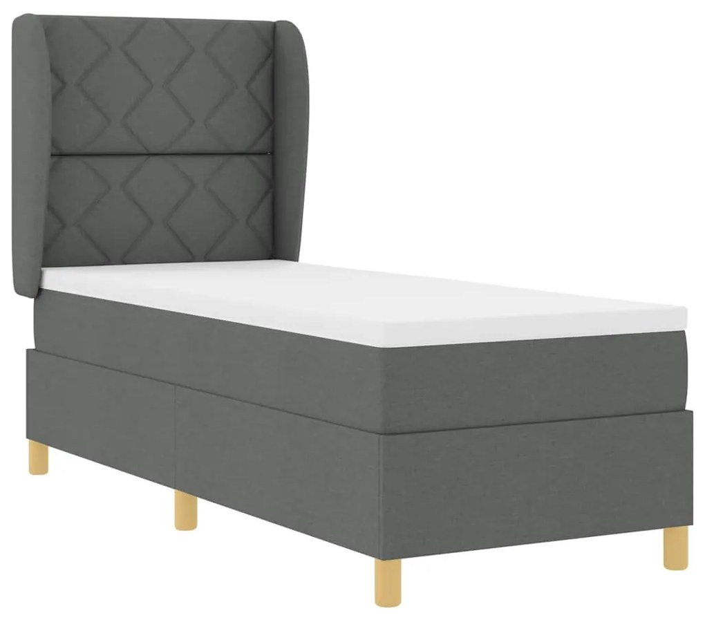 Cama Box com Colchão Cinza Escuro 80x200 cm em Tecido