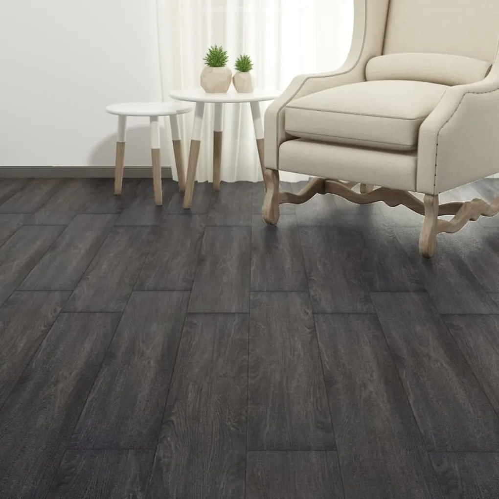 Tábuas soalho PVC não-autoadesivo 5,26 m² 2 mm preto e branco