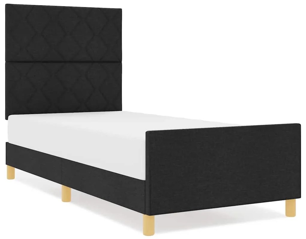 Estrutura de Cama Preta 90x190 cm Tecido