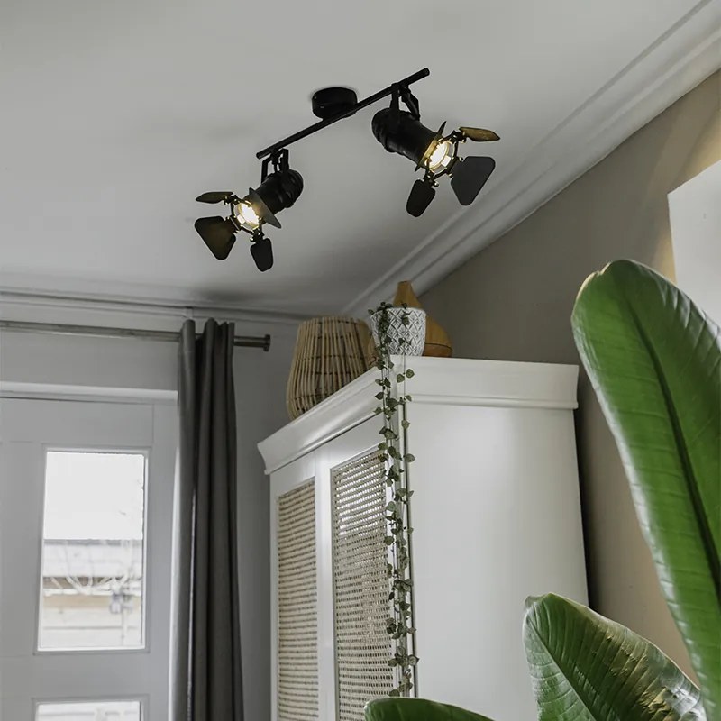 Projetores industriais pretos 2 luzes com abas - Movie