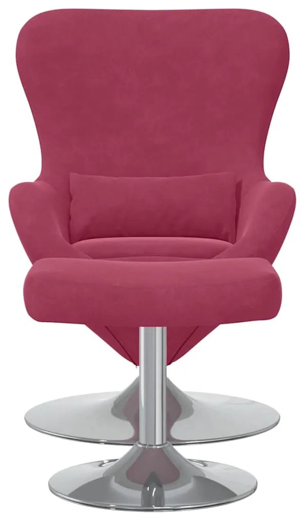 Poltrona Egg vidaXL com Puff Veludo Vermelho
