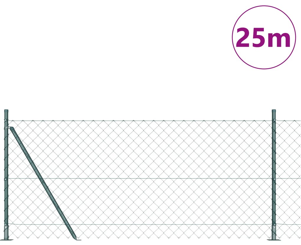 Cerca de Cadeia com 13 Postes Flangeados 1x25 m em Aço Galvanizado