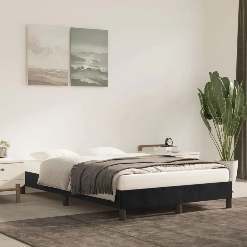 Estrutura de cama sem colchão 120x190 cm Veludo preto