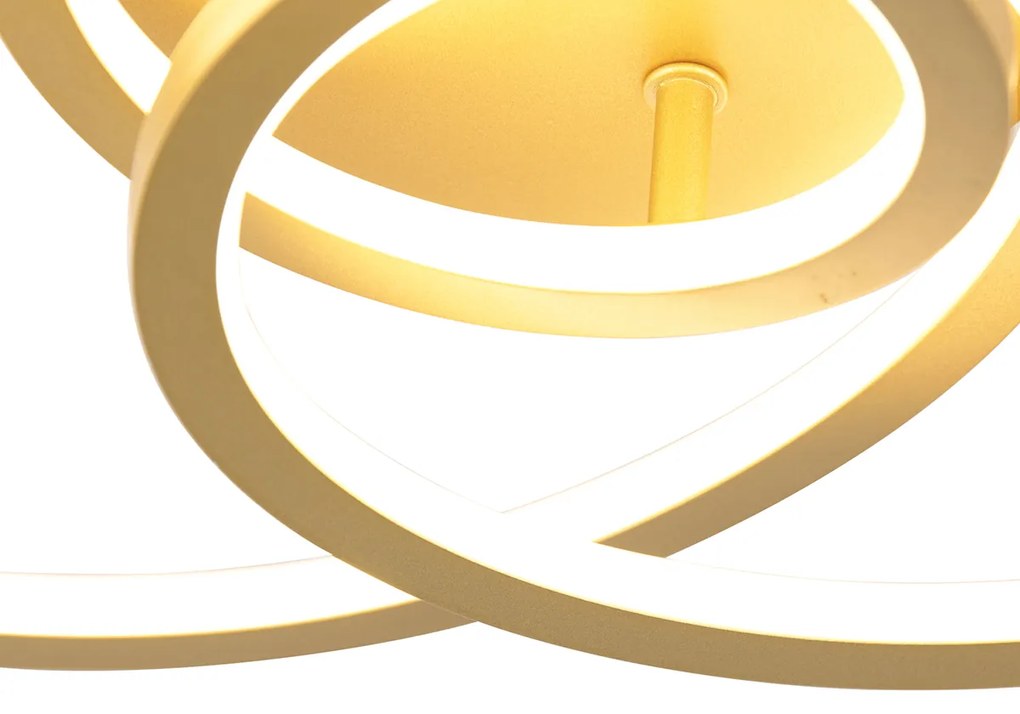 Candeeiro de teto dourado 45 cm com LED regulável em 3 níveis - Rowin Design