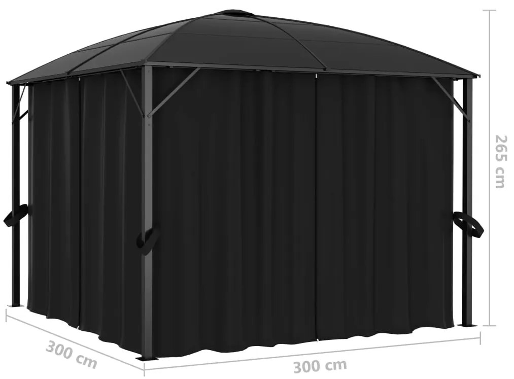 Gazebo com cortinas 300x300x265 cm antracite