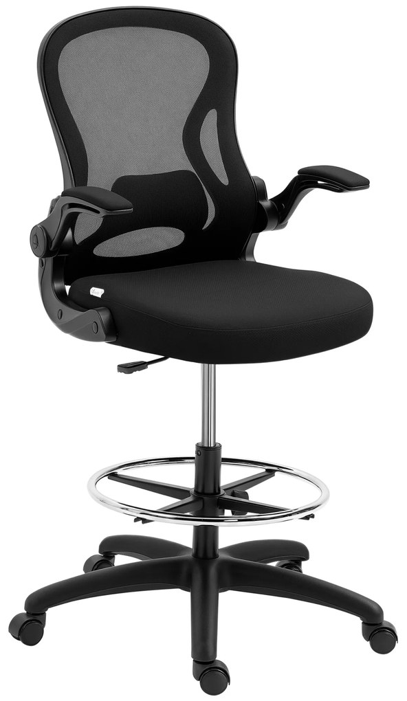 Vinsetto Cadeira de Escritório com Suporte Lombar Apoio para os Braços Dobrável e Altura Ajustável 59x65x102-122 cm Preto | Aosom Portugal