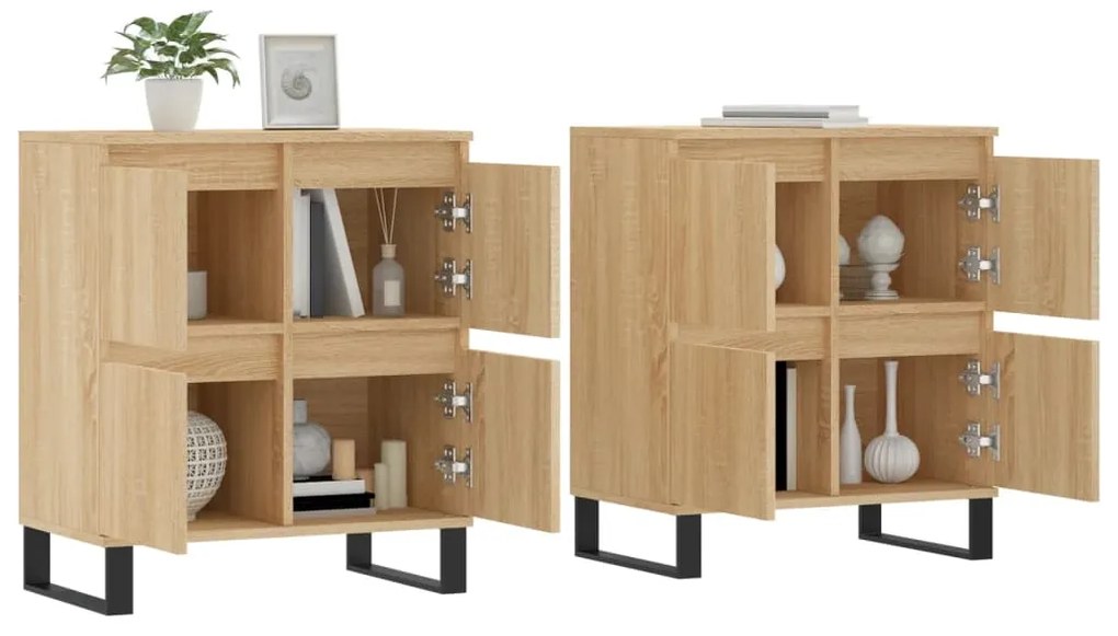 Aparadores 2 pcs derivados de madeira carvalho sonoma