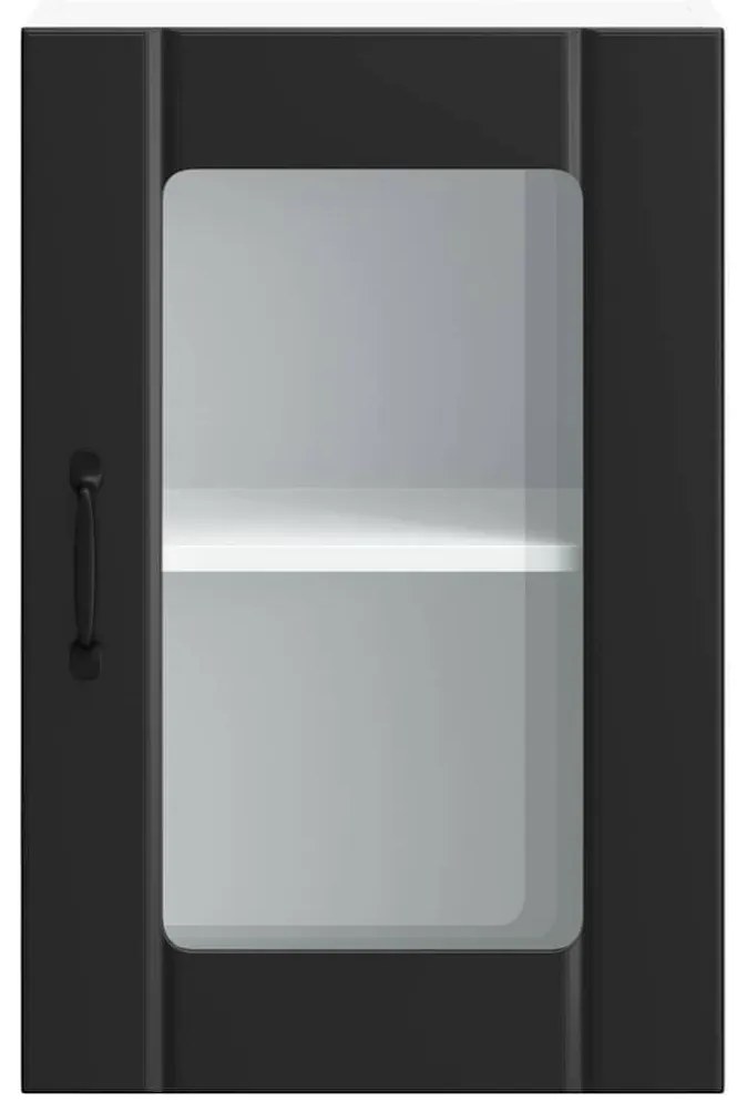 Armário de parede de cozinha porta vidro Lucca preto
