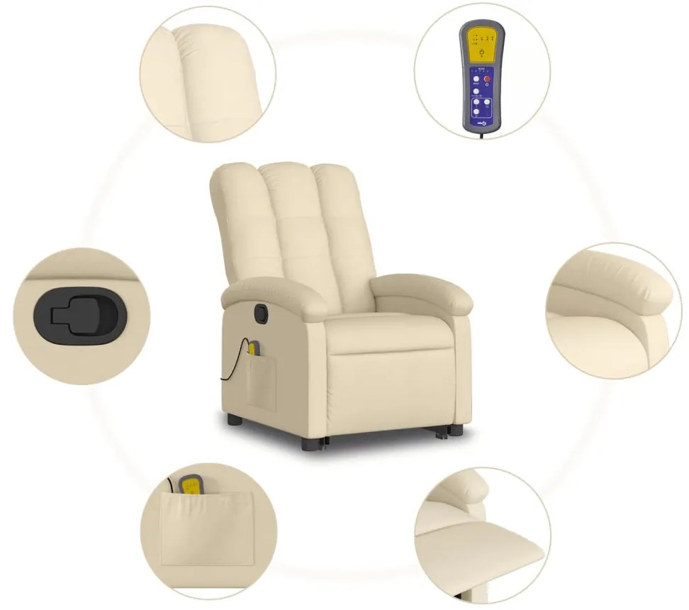 Poltrona elevatória de massagens tecido cor creme