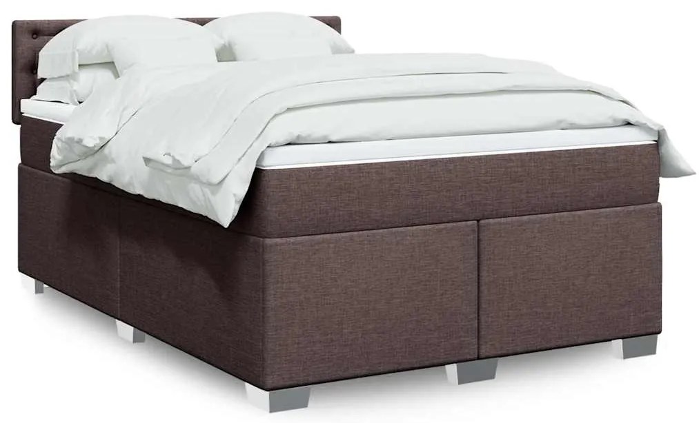 vidaXL Cama com molas/colchão 140x190 cm tecido castanho-escuro