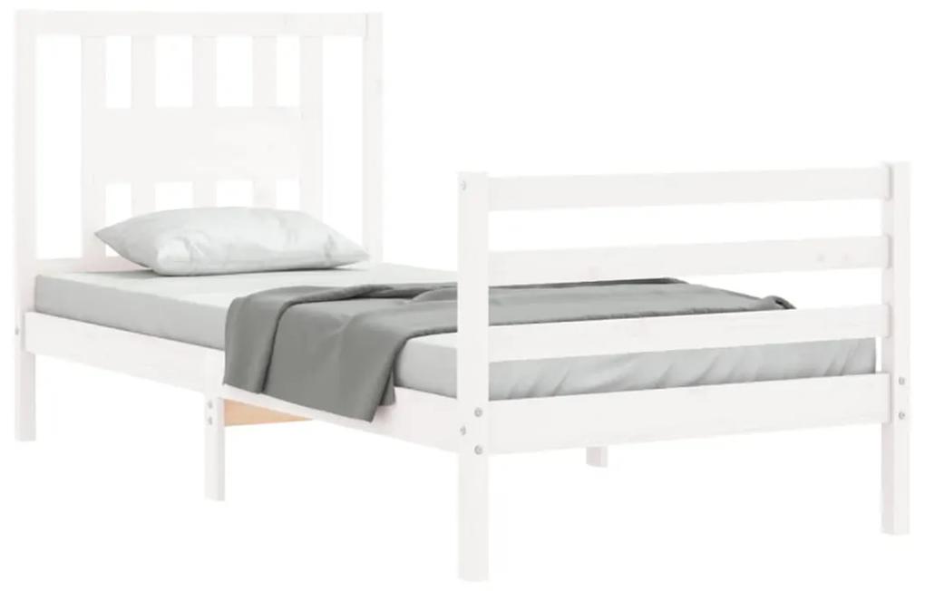 Estrutura cama de solteiro c/ cabeceira madeira maciça branco