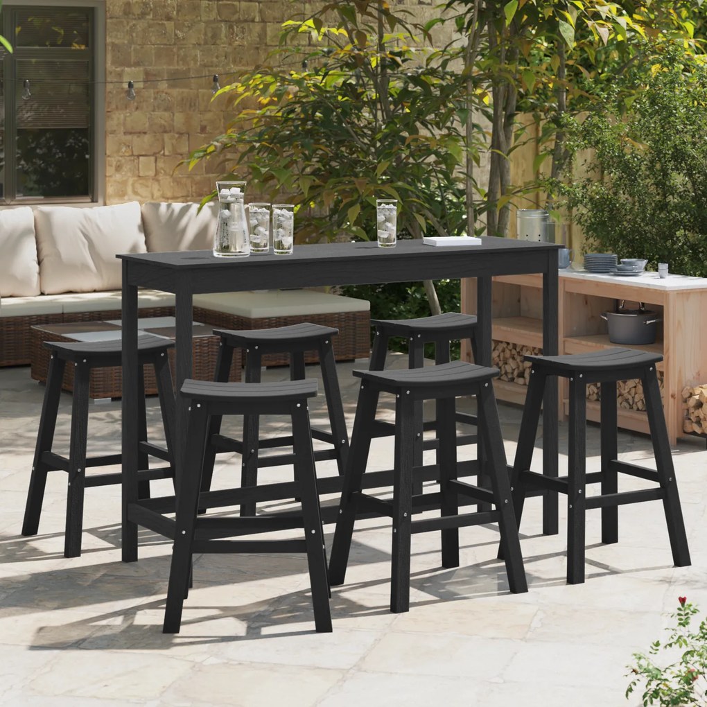 Cadeiras de Bar vidaXL 9 pcs Preto HDPE