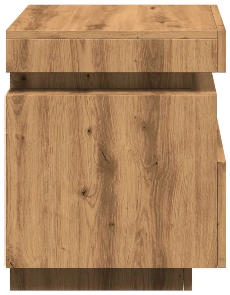 Mesas cabeceira c/luzes LED 2pc 40x39x48,5cm carvalho artisiano