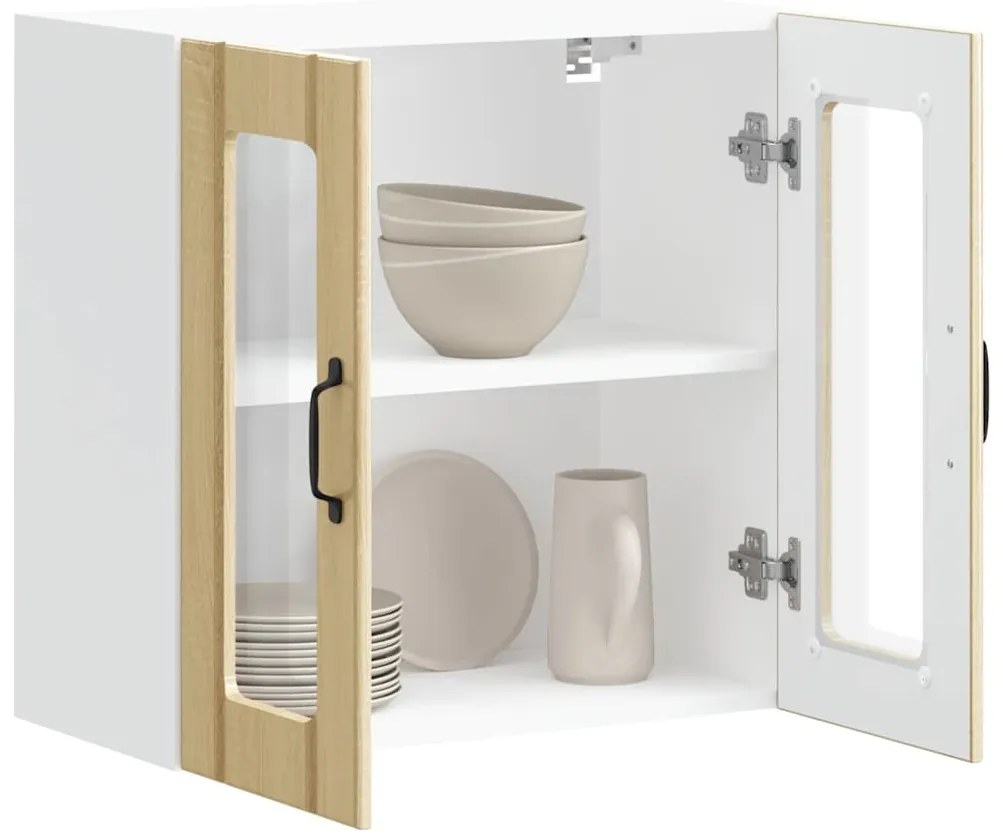 Armário de parede de cozinha porta vidro Lucca carvalho sonoma